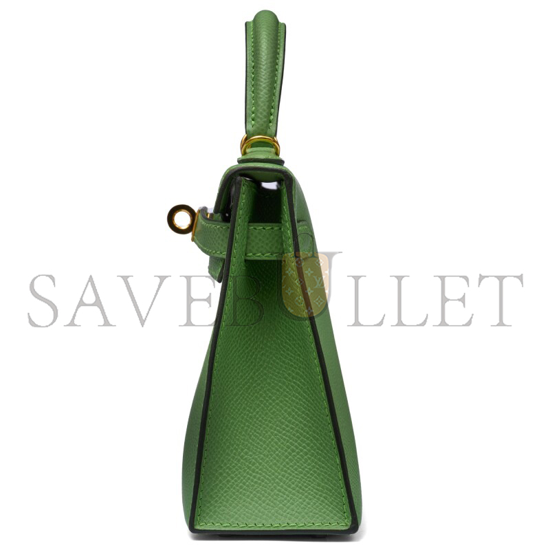 H**mes VERT CRIQUET EPSOM MINI KELLY II GOLD HARDWARE (19*12*5.5cm)